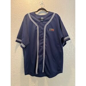 Tommy‎ Gear Baseball Jersey Button Up Navy Blue Sportswear Mens Large